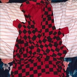 Cropped checkerboard hoodie